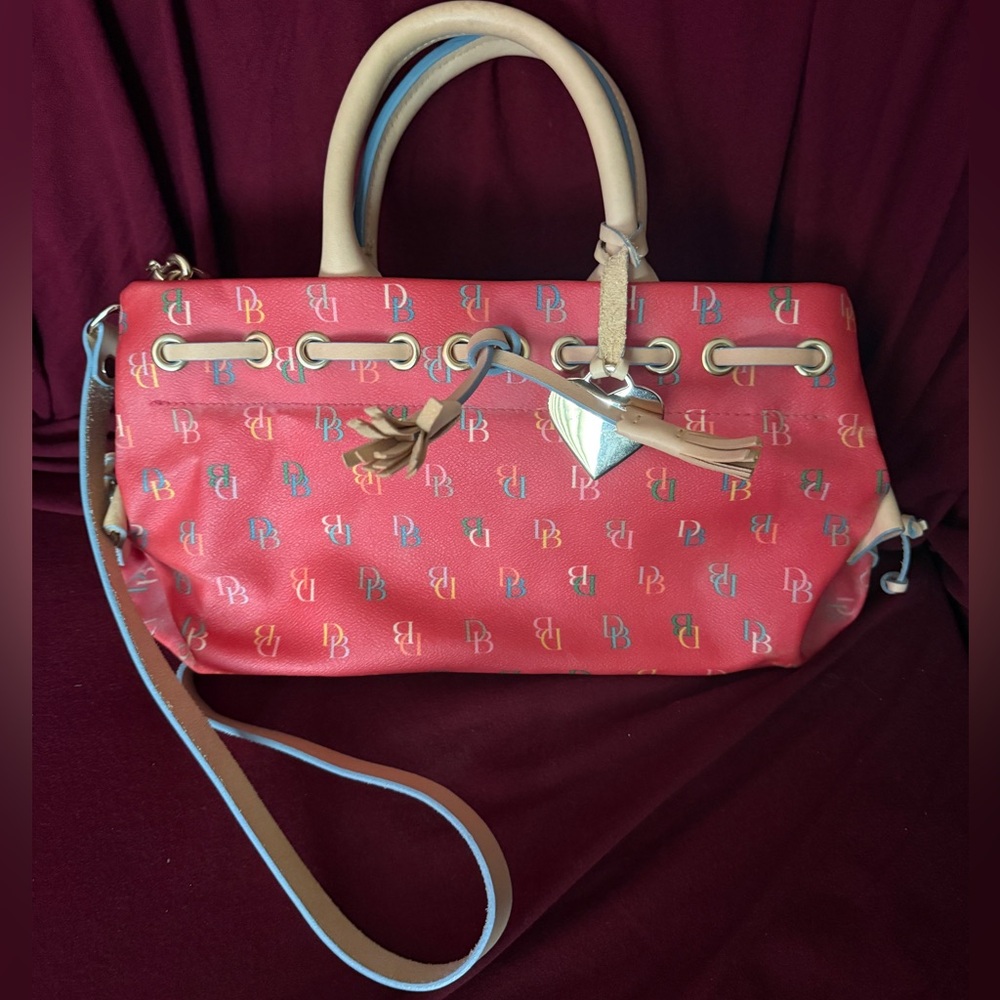 Dooney & Bourke Red Satchel with Multicolor Accents